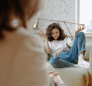 woman frustrated at therapist